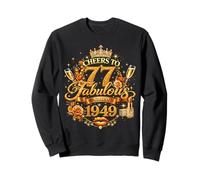 Womens Cheers to 77 Years Old EST 1949 77th Birthday Queen Sudadera