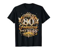 Womens Cheers to 80 Years Old EST 1946 80th Birthday Queen Camiseta