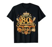 Womens Cheers to 80 Years Old EST 1946 80th Birthday Queen Camiseta