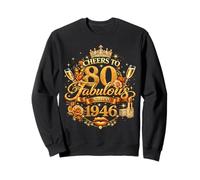 Womens Cheers to 80 Years Old EST 1946 80th Birthday Queen Sudadera