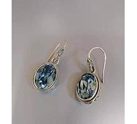 Women's Chinese S925 Vintage Faceted Crystal Earrings in Blue