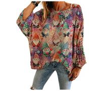Women's Christmas Crochet Knit Sweater Loose Batwing Sleeve Pullover