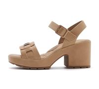 Women's Chunky Heel Thick Bottom Sandals Fashion Comfortable Square Toe High Heels Beach Wedding Party Sandals(Apricot,37)