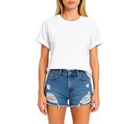 Women's Classic White Cotton T-Shirt Casual Loose Fit Short Sleeve Basic Top for Everyday Wear, Ideal as a Versatile Layering Piece or Standalone Outfit Option