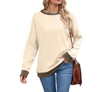 Women's Color Block Crewneck Sweatshirt Long Sleeve Loose Fit Pullover Top Casual Ribbed Cuff Hem Fall Winter Soft Comfortable Basic Shirt