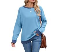 Women's Color Block Crewneck Sweatshirt Long Sleeve Loose Fit Pullover Top Casual Ribbed Cuff Hem Fall Winter Soft Comfortable Basic Shirt