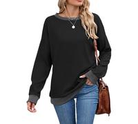 Women's Color Block Crewneck Sweatshirt Long Sleeve Loose Fit Pullover Top Casual Ribbed Cuff Hem Fall Winter Soft Comfortable Basic Shirt