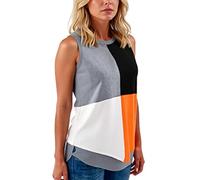 Women's Color Block Sleeveless Tank Top Casual Round Neck Loose Fit Summer Vest Shirt Soft Breathable Tunic Blouse for Daily Wear Beach Vacation