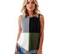 Women's Color Block Sleeveless Tank Top Casual Round Neck Loose Fit Summer Vest Shirt Soft Breathable Tunic Blouse for Daily Wear Beach Vacation