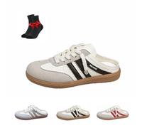 Women's Colorblock Sneakers,Casual Slides,Trendy Slip-On Shoes,Non-Slip Open Back Shoes for Daily Wear Gym Fits(Black,39 EU)