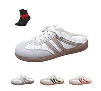 Women's Colorblock Sneakers,Casual Slides,Trendy Slip-On Shoes,Non-Slip Open Back Shoes for Daily Wear Gym Fits(Khaki,40 EU)