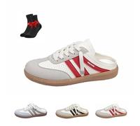Women's Colorblock Sneakers,Casual Slides,Trendy Slip-On Shoes,Non-Slip Open Back Shoes for Daily Wear Gym Fits(Red,39 EU)
