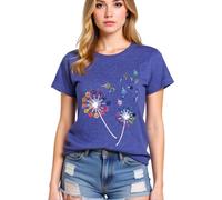 Women's Colorful Paw Print Dandelion T-Shirt Olive Green Short Sleeve Cute Animal Lover tee Summer Casual Top for Dog Mom Cat Lady Plus Size Soft Cotton