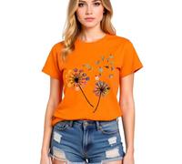 Women's Colorful Paw Print Dandelion T-Shirt Olive Green Short Sleeve Cute Animal Lover tee Summer Casual Top for Dog Mom Cat Lady Plus Size Soft Cotton