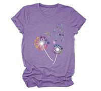 Women's Colorful Paw Print Dandelion T-Shirt Olive Green Short Sleeve Cute Animal Lover tee Summer Casual Top for Dog Mom Cat Lady Plus Size Soft Cotton