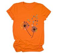 Women's Colorful Paw Print Dandelion T-Shirt Olive Green Short Sleeve Cute Animal Lover tee Summer Casual Top for Dog Mom Cat Lady Plus Size Soft Cotton