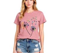 Women's Colorful Paw Print Dandelion T-Shirt Olive Green Short Sleeve Cute Animal Lover tee Summer Casual Top for Dog Mom Cat Lady Plus Size Soft Cotton