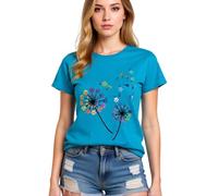 Women's Colorful Paw Print Dandelion T-Shirt Olive Green Short Sleeve Cute Animal Lover tee Summer Casual Top for Dog Mom Cat Lady Plus Size Soft Cotton