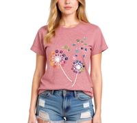 Women's Colorful Paw Print Dandelion T-Shirt Olive Green Short Sleeve Cute Animal Lover tee Summer Casual Top for Dog Mom Cat Lady Plus Size Soft Cotton