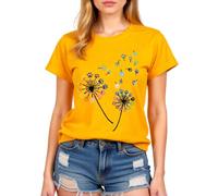 Women's Colorful Paw Print Dandelion T-Shirt Olive Green Short Sleeve Cute Animal Lover tee Summer Casual Top for Dog Mom Cat Lady Plus Size Soft Cotton