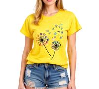 Women's Colorful Paw Print Dandelion T-Shirt Olive Green Short Sleeve Cute Animal Lover tee Summer Casual Top for Dog Mom Cat Lady Plus Size Soft Cotton