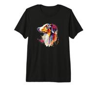 Womens Colorful Watercolor Art Russian Borzoi Dog Lover Camiseta Premium