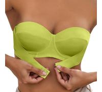Women's Comfortable Wireless Front Closure Bra for Everyday Use with Design and Transparent Straps, Green, 38B(Pink,32C)