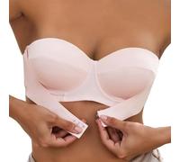 Women's Comfortable Wireless Front Closure Bra for Everyday Use with Design and Transparent Straps, Pink, 38B(Beige,36C)