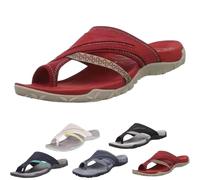 Women's Comfy Orthopedic Platform Sandals with Arch Support Flip Flops, Plantar Fasciitis Sandals with Toe Ring Loop (Red,40)