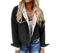 Womens Corduroy Jacket Sherpa Lined Relaxed Fit Vintage Casual Winter Coat | Textured Woven Surface Soft Pile Details Roomy Shoulder Shape Functional Chest Pockets Foldover Collar Easy Everyday Layering