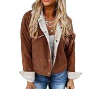 Womens Corduroy Jacket Sherpa Lined Relaxed Fit Vintage Casual Winter Coat | Textured Woven Surface Soft Pile Details Roomy Shoulder Shape Functional Chest Pockets Foldover Collar Easy Everyday Layering
