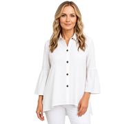 Women's Cotton Linen Spring Dressy 3/4 Sleeve Button Down Blouse with Bell Sleeves for Summer Vacation and Travel