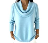 Women's Cowl Neck Sweater Knit Winter Clothes Casual Loose Sweaters Fall Fashion Cowl Neck Trendy Pullover (Light Blue,XL)