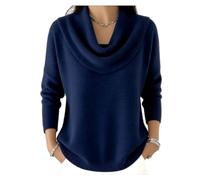 Women's Cowl Neck Sweater Knit Winter Clothes Casual Loose Sweaters Fall Fashion Cowl Neck Trendy Pullover (Navy,S)