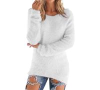 Womens Cozy Sweaters Casual Crewneck Fleece Pullover Long Sleeve Thermal Soft Fuzzy Sweater Fall Winter Clothes 2025