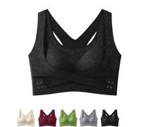 Women's Criss-Cross Lift & Sculpt Comfort Bra, Wireless Criss Cross Sculpt Bra,Lift Adjustable Straps Women Anti-Sagging Front Closure Sports Bras (Black,XL)