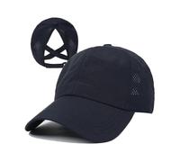 Womens Criss Cross Ponytail Baseball Cap Adjustable High Messy Bun