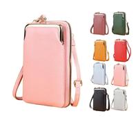 Women's Crossbody Wallet with Cell Phone Pocket Sling Cross-Body Wallet Stylish PU Leather Crossbody Phone Purse (Pink)