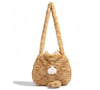 Women's Cute Plush Orange Cat Crossbody Bag,Soft Fluffy Animal Style Shoulder Bag,Large Capacity for Daily Use (Yellow)