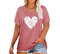 Womens Daily Spring Cat Print O Neck Tank Tops Short Sleeve Workout Shirts Casual Holgado Camisetas Mujer Top sin Mangas, Rosa., XL