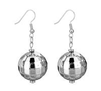 Women's Disco Spherical Drop Earrings - Vintage 70s Mirror Ball Pendant