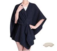 Women's Elegant Solid Color Shawl, Open Front Knit Poncho Cardigan, Warm Plus Size Loose Knit Wraps for Fall Winter