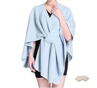 Women's Elegant Solid Color Shawl, Open Front Knit Poncho Cardigan, Warm Plus Size Loose Knit Wraps for Fall Winter