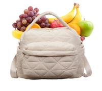 Women's Elegant Solid Color Shoulder Bag 27x22x18cm Nylon & Cotton, Fashion Zipper Tote With Soft Top Handle, Quilted Pattern Lightweight 350g Handbag For Daily Use, beige, riferimento alla