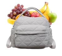 Women's Elegant Solid Color Shoulder Bag 27x22x18cm Nylon & Cotton, Fashion Zipper Tote With Soft Top Handle, Quilted Pattern Lightweight 350g Handbag For Daily Use, Gris, Fare riferimento alla