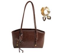 Women's Elegant Solid Color Shoulder Bag, Trendy Large Capacity Casual Underarm Bag, Retro Fall Winter PU Leather Handbags