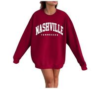 Womens Fall Nashville Tennessee Sweatshirts Round Neck Sports 2024 Hoodies Plain Sweaters Loose Fit Cute Sweatshirts