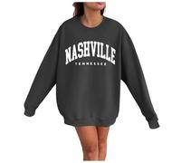 Womens Fall Nashville Tennessee Sweatshirts Round Neck Sports 2024 Hoodies Plain Sweaters Loose Fit Cute Sweatshirts