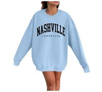 Womens Fall Nashville Tennessee Sweatshirts Round Neck Sports 2024 Hoodies Plain Sweaters Loose Fit Cute Sweatshirts