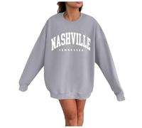 Womens Fall Nashville Tennessee Sweatshirts Round Neck Sports 2024 Hoodies Plain Sweaters Loose Fit Cute Sweatshirts